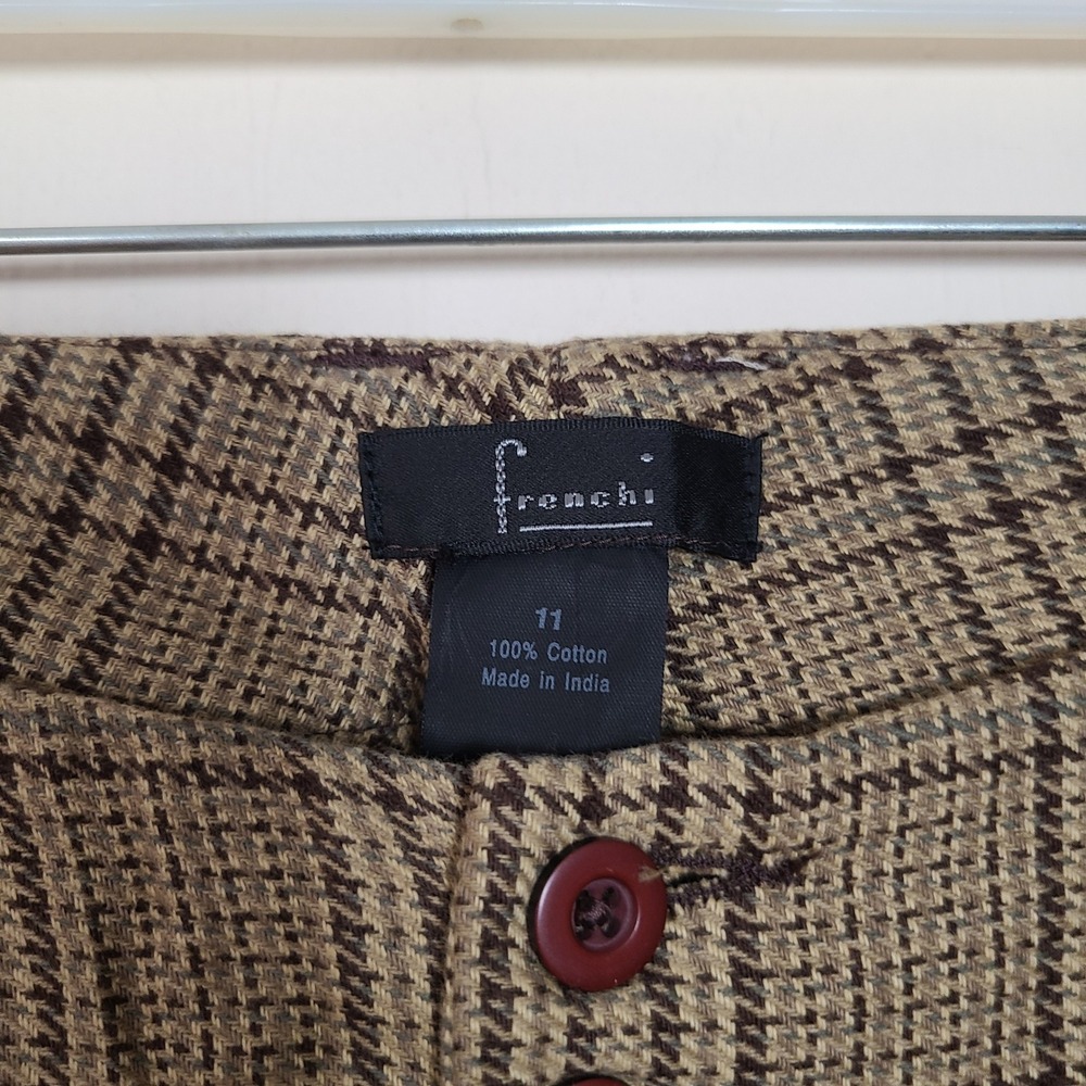 Brown Plaid Wide Leg Pants 11 70s Dark Academia Preppy Old Money Espresso Girl - Picture 6 of 10